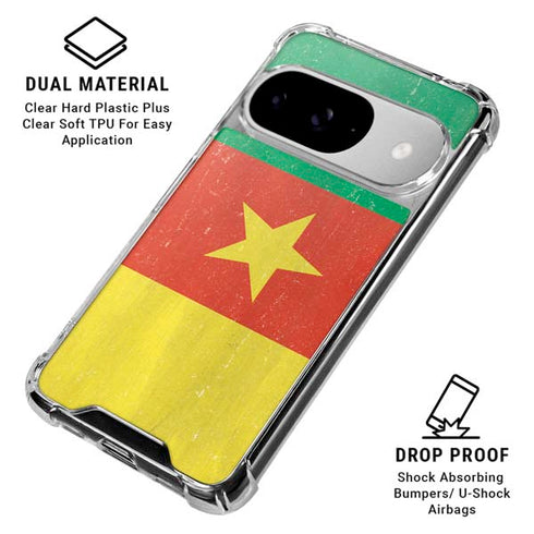 Cameroon Flag Distressed Google Pixel 10 Clear Case